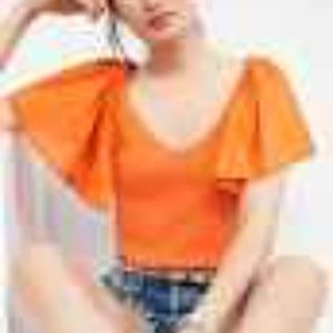 NWT Anthropologie Maeve Orange Flutter Sleeve Blouse  Top Sz Small S
